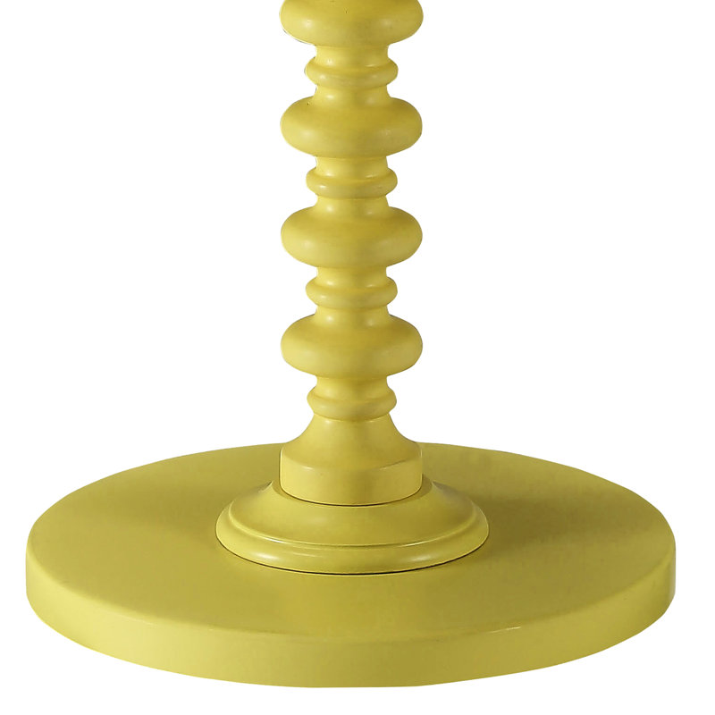 Table d'appoint en bois jaune avec un élégant piédestal en bois, Jaune