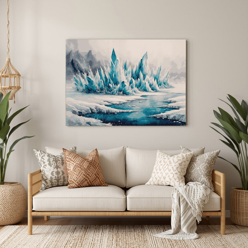 Art mural gris Sci Fi Tundra Ice Formations, H 240 po x l 360 po x P 0,05 po