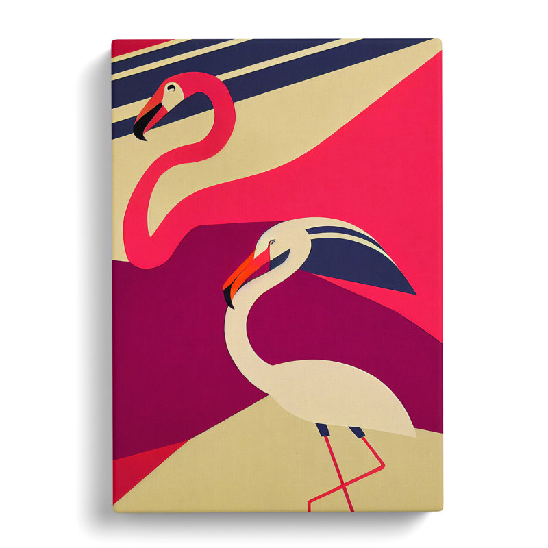 Flamingos - Wall Art, 50cm H x 35cm W x 3cm D, Wrapped Canvas
