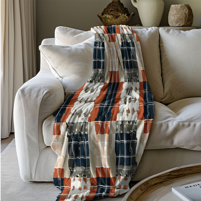 Couverture en sherpa de qualité supérieure Country Plaid Comfort - 1 pièce, Grand lit