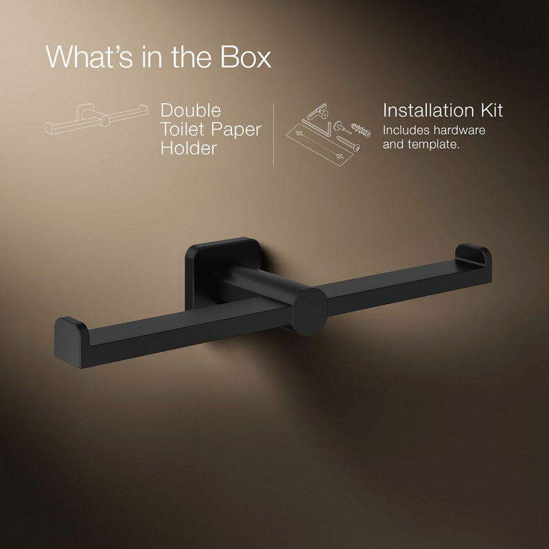 Parallel Double Toilet Paper Holder, Matte Black