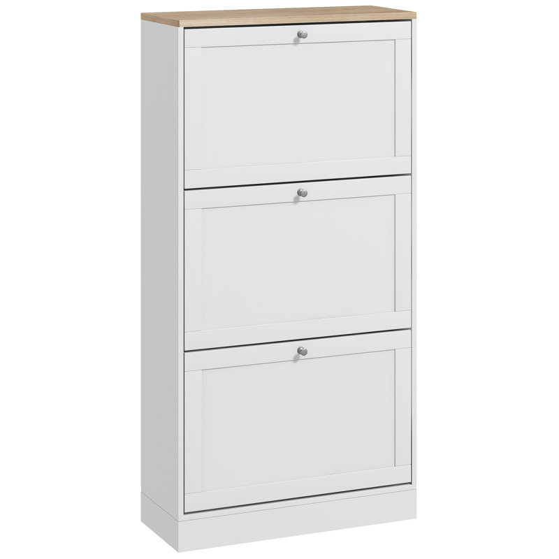Alennah Ultra-Slim Entryway Shoe Cabinet with 3 Flip Drawers - Space-Saving Storage for 18 Pairs, Adjustable Shelves & Anti-Tip Design, Modern Gray Organizer for Hallway & Apartments