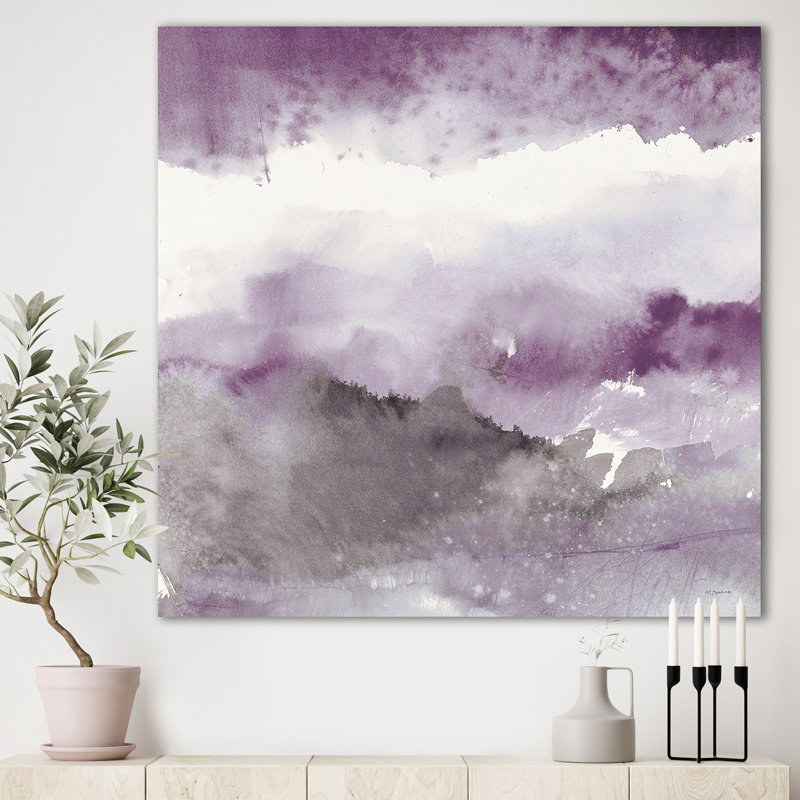 «Midnight at the Lake III Amethyst and Grey», reproduction d'art sur toile tendue, H 16 po x l 16 po x P 1 po