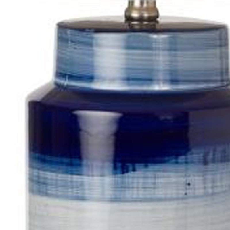 Ensemble de deux lampes de table en céramique tourbillon bleu et blanc de 30 po avec abat-jour blanc