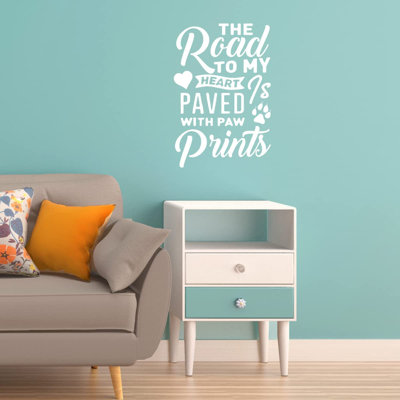 Adhésif décoratif «The Road to My Heart is Paved» avec empreintes de pattes