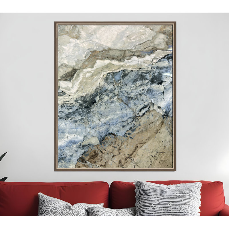 «Stone», abstrait moderne, champagne, or, cadre flottant, art mural