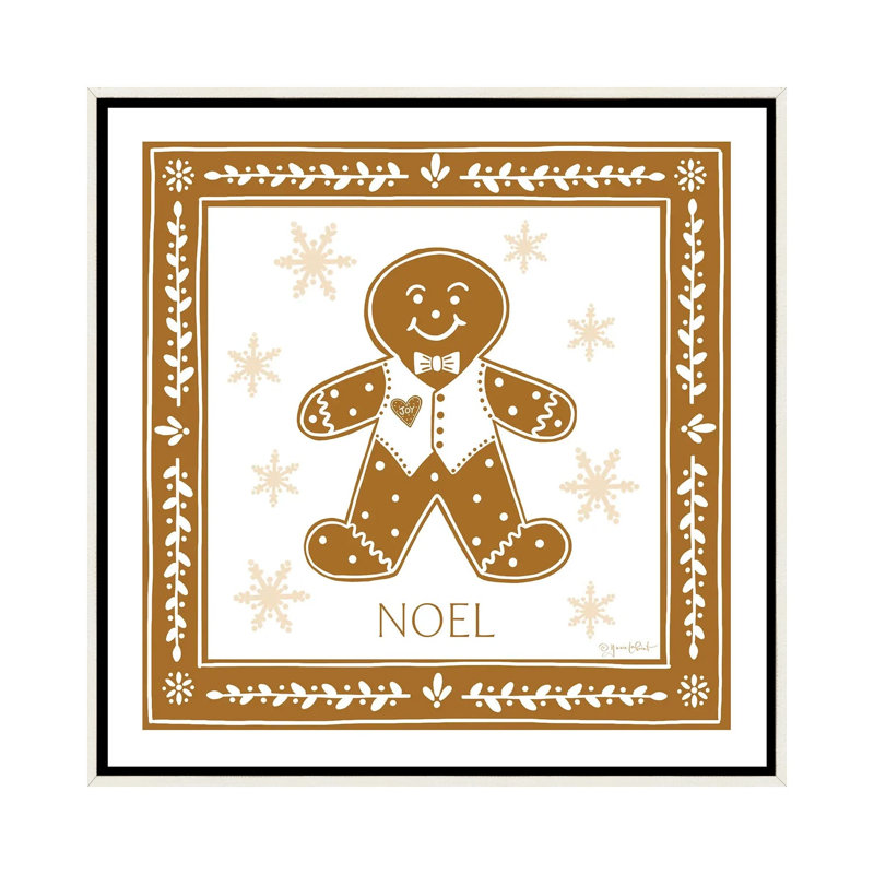 «Gingerbread Man», reproduction d'art sur toile encadrée, Blanc patiné, H 26 po x l 26 po