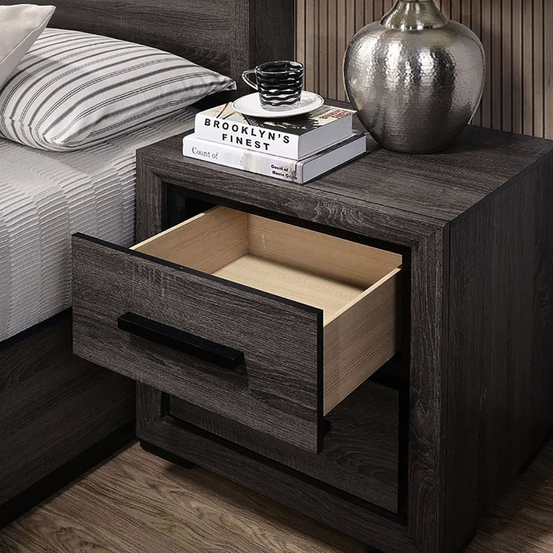 Table de chevet grise à 2 tons, garniture bicolore et noire, armoire moderne pour ornement de chambre à coucher, Design For Flair