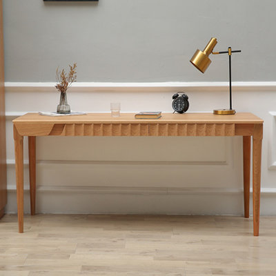 Burlywood Rectangular Solid Wood with 2 drawers desk