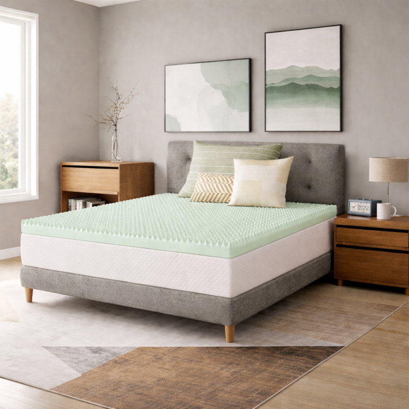 Surmatelas convolué coquille d'œuf, couvre-lits de soutien à haute densité, Simple, Beige, 1"