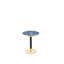 Mid-Century Round Bistro Table, 23.6" Emerald Blue Accent Table with Black & Gold Metal Base, High-Gloss UV Faux Stone Small Dining Table, Unique Designer Coffee Table for Apartment.
