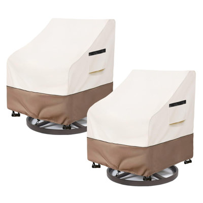 2 Pack Waterproof Patio Chair Covers 33X35x36 Inch, Oxford Fabric Outdoor Swivel Chair Covers With Air Vents & Windproof Buckles For All Weather Prote