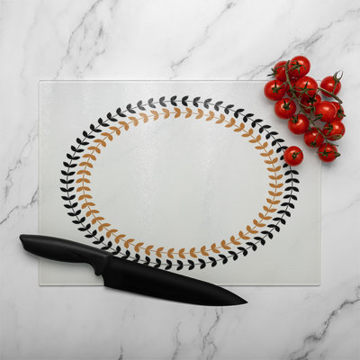 Greek Olive Tree Leaves Glass Chopping Board
