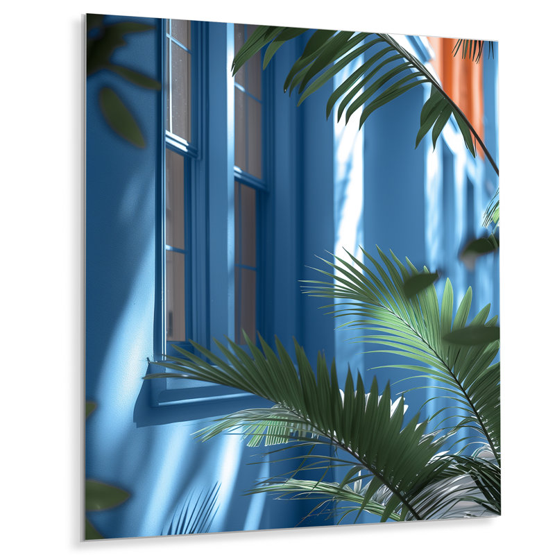 Impression d'art mural bleu et vert Urban Oasis Hotel - hôtels et loges, Sans cadre, métal, H 34 po x l 44 po