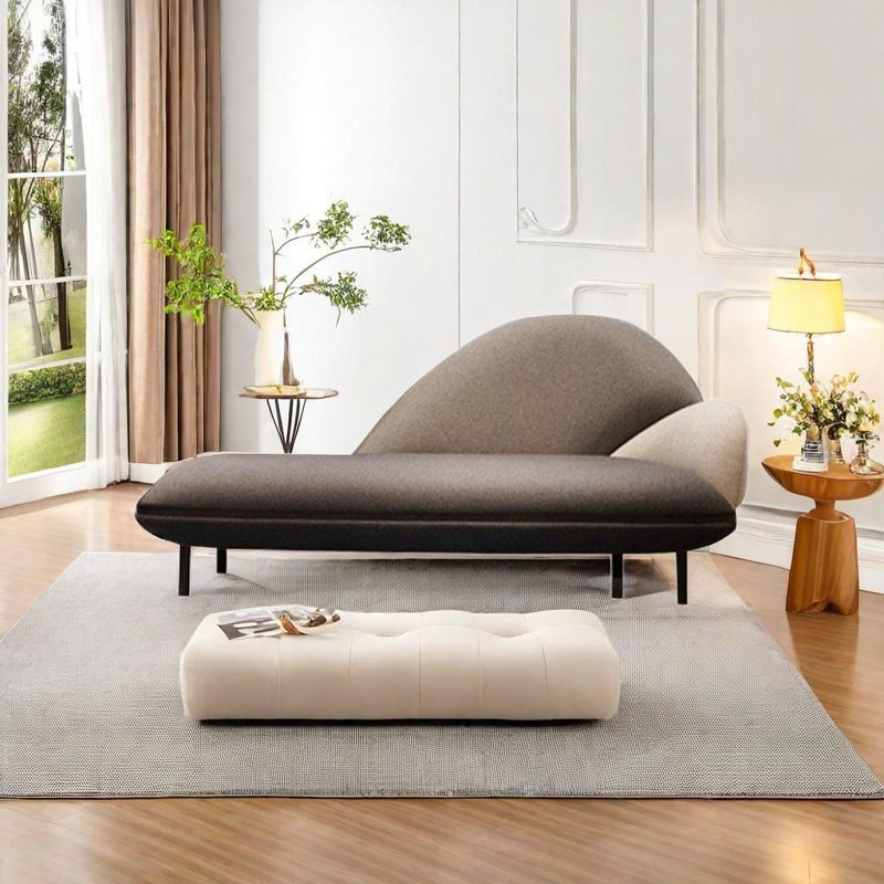 Chaise longue en velours, Rouge, Orienté à droite