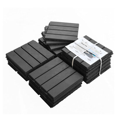 Domini Interlocking Composite Deck Tiles - 12x12 Outdoor Flooring for Balcony & Patio - Easy Snap Installation, Pack of 27