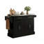 Chariot d'îlot de cuisine noir anthracite avec plateau en acier inoxydable - Table de préparation portative en panneau de fibres à densité moyenne sur roulettes
