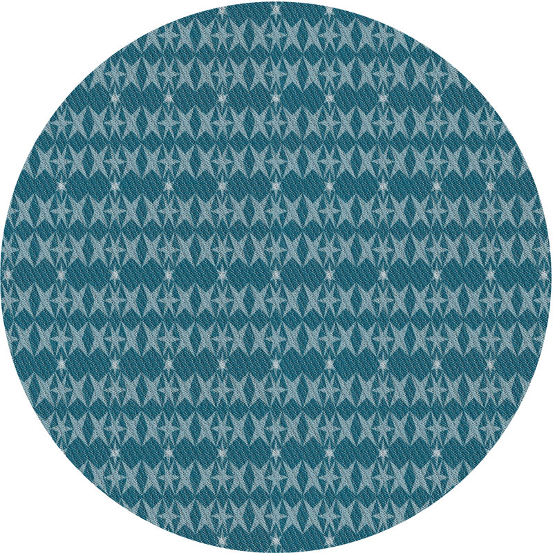 Tapis bleu/jaune à motif bleu ciel, Rond 3 pi