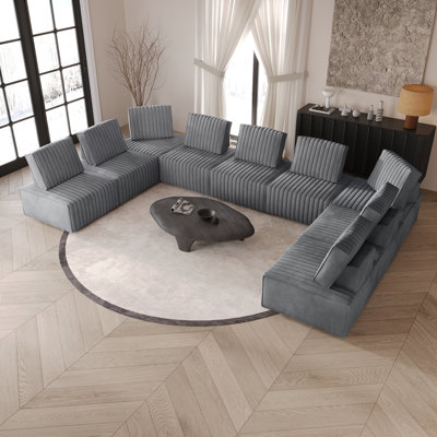 Ensemble de 9 chaises modulaires rembourrées en velours 9 pièces