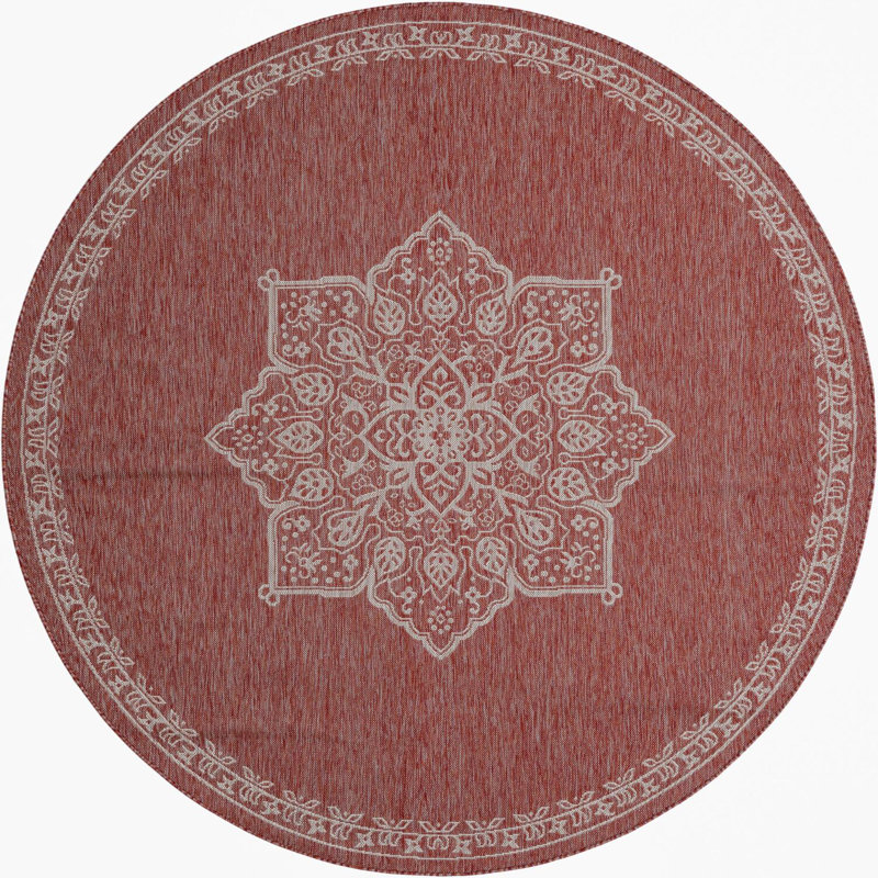Tapis transitionnel Tollefson couleur brandy, Rond 7 pi 10 po
