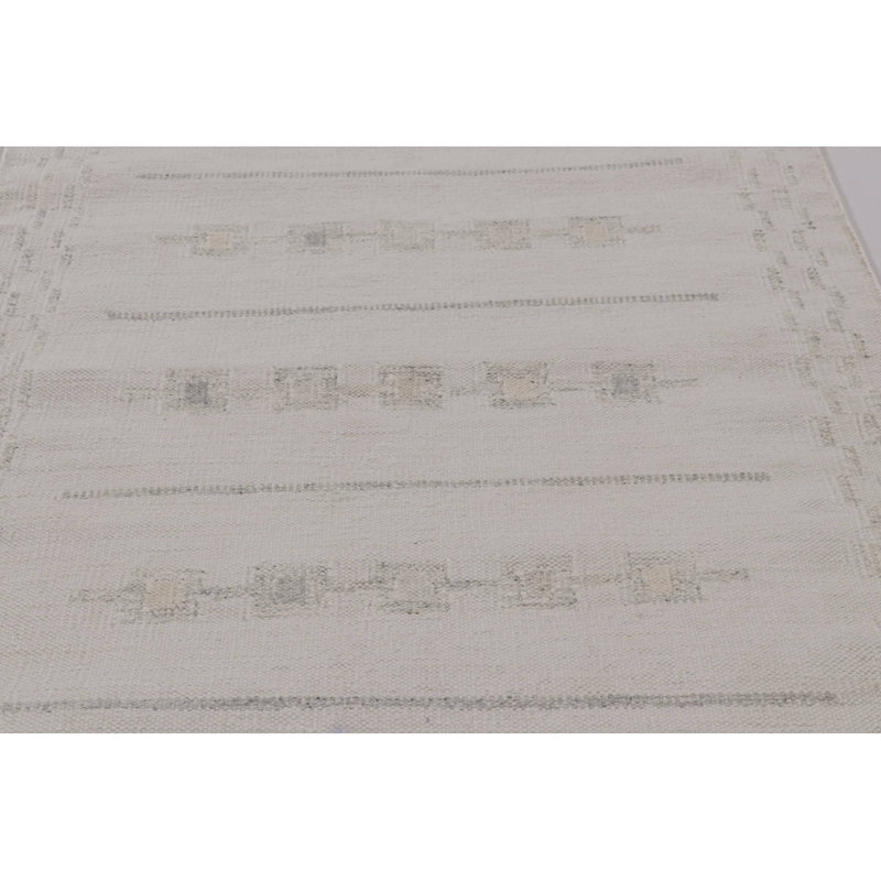 Scandinavin Hand Woven Kilim Wool Geometric Area Rug, Rectangle 5' x 8'