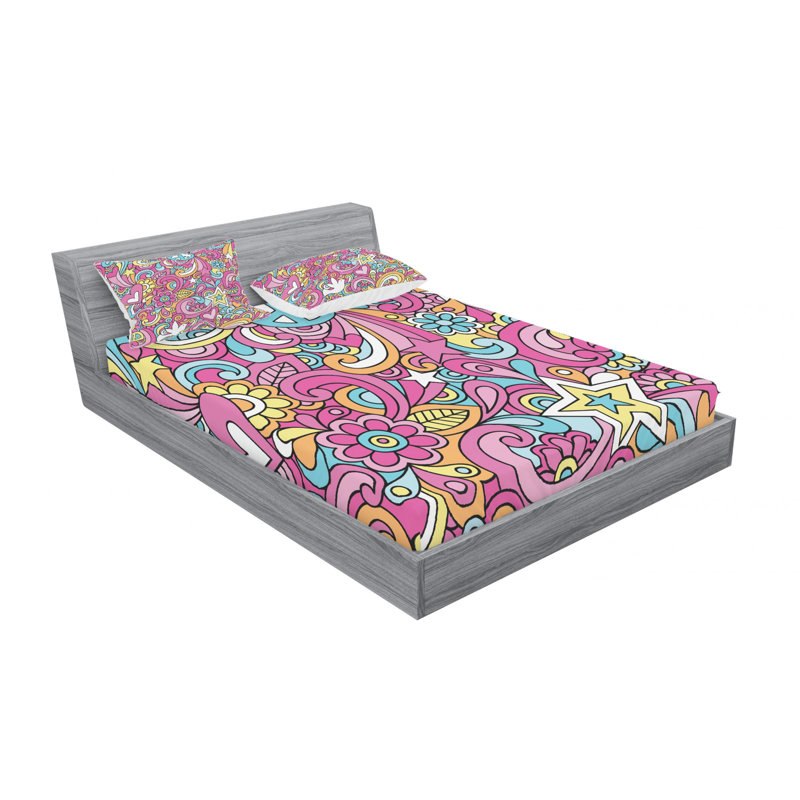 Microfiber Sheet Set, Full Sheet Set with Fitted Sheet, Yellow Paisley