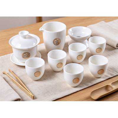 Service à thé chinois avec gaiwan, 6 tasses, thé de voyage portable avec pichet Fairness, passoire à thé et pinces à thé en acier inoxydable, pour la maison, le bureau et l'extérieur, porcelaine blanche