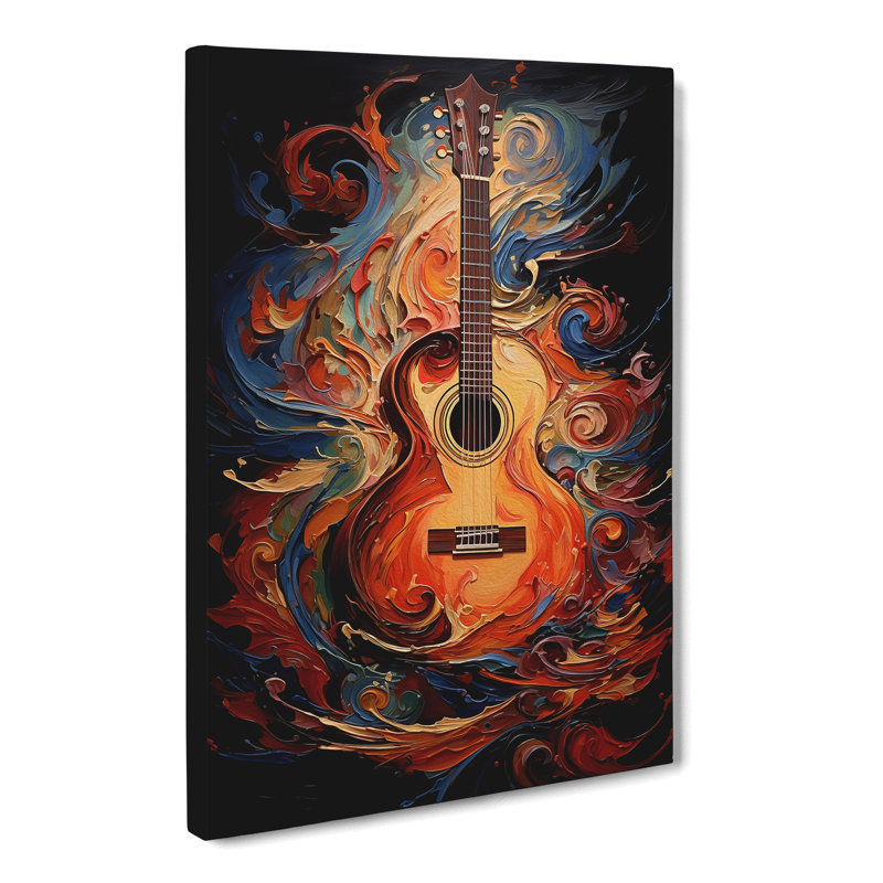 Acoustic Guitar Contemporary Art No.2 - Print, 50cm H x 35cm W x 3cm D