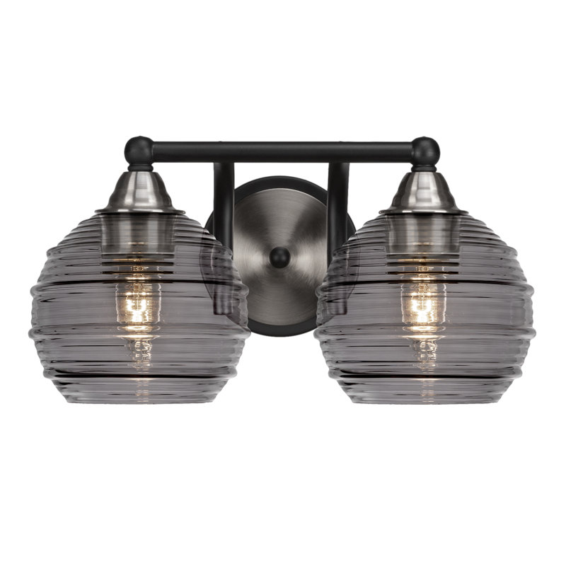 Michell 2-Light Bath Bar, Matte Black/Brushed Nickel, Smoke
