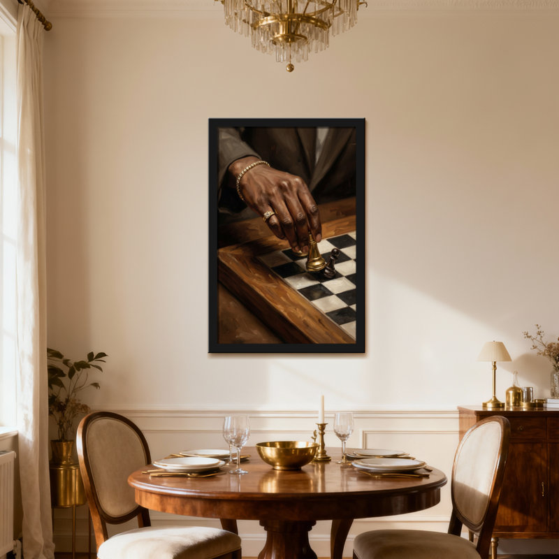 Planche en bois Fashion Chess Hand Gold, Toile tendue, Ne s’applique pas, H 18 po x l 12 po