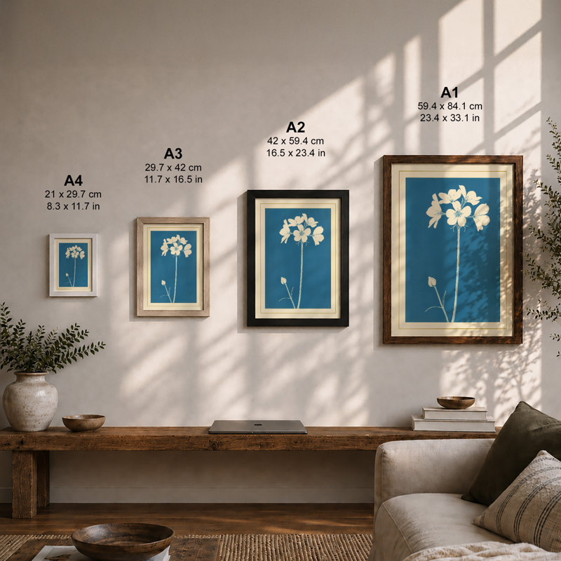 Single Bloom Botanical - Framed Print, A4 - 29.7 x 21.0 cm, Oak