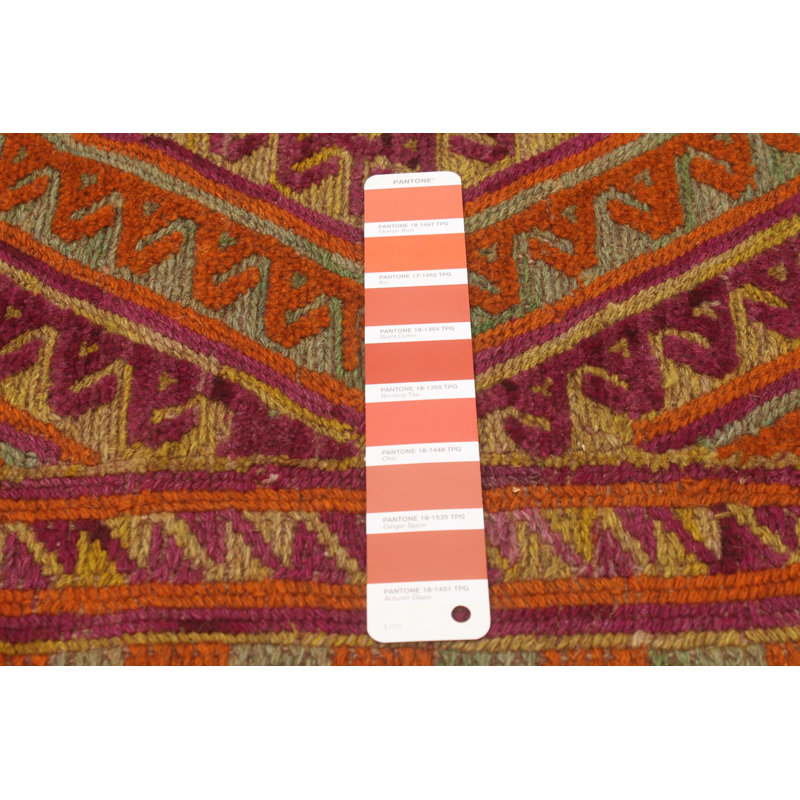 Tapis unique en laine noué à la main orange foncé / mauve 4 pi 10 po x 6 pi 0 po New Age