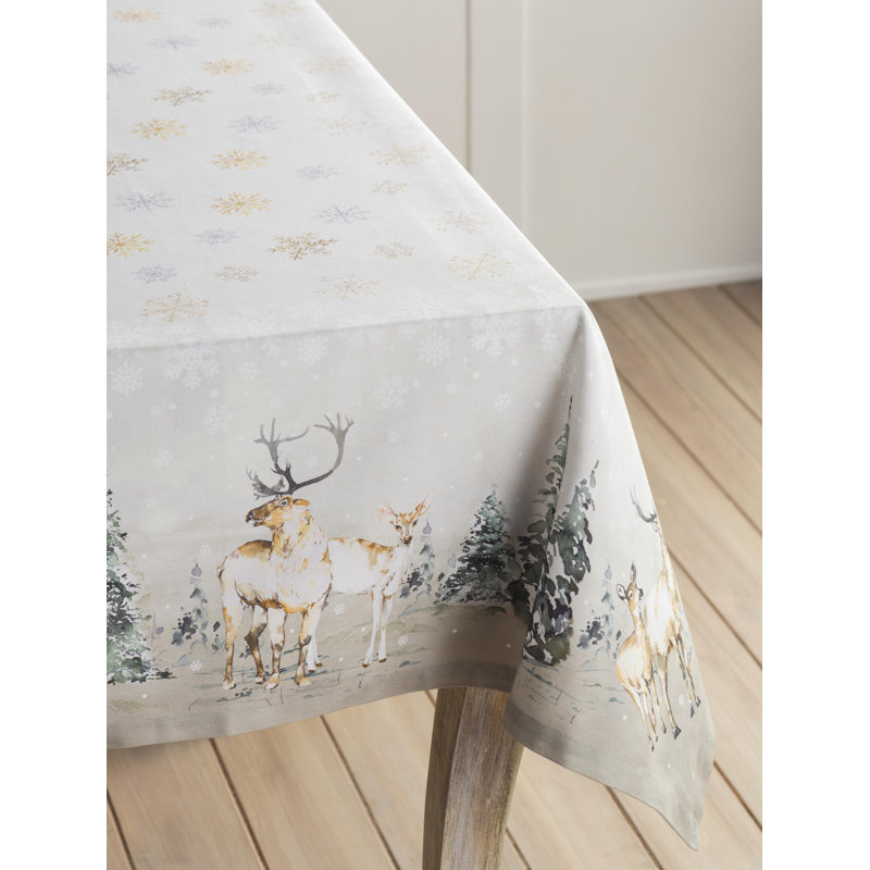 Floral 100% Cotton Square Christmas Tablecloth, Floral 1, Rectangle 108" x 60"