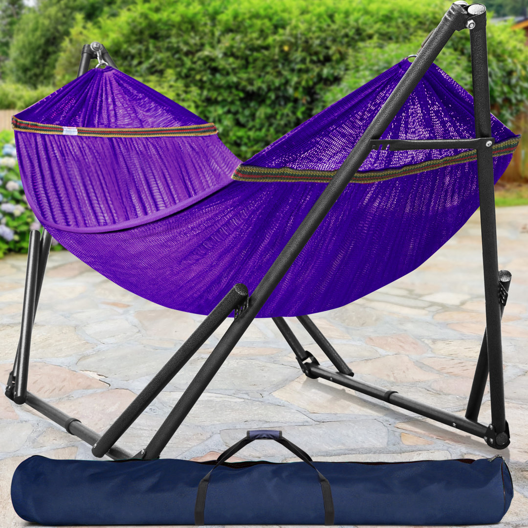 Tranquillo 30s unfold & Fold  Double Hammock with Stand 2 Persons Foldable Camping Inhouse Outdoor Arlmont & Co. 