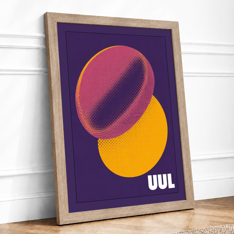 Overlapping Forms Geometric - Framed Print, A2 - 59.4 x 42.0 cm, Oak