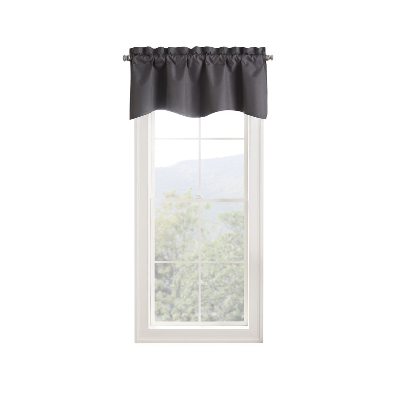 Charcoal Scalloped Blackout Rod Pocket Valance, 42" x 18"