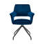 Chaise d'appoint de salle à manger en velours bleu avec finition noire-324090049