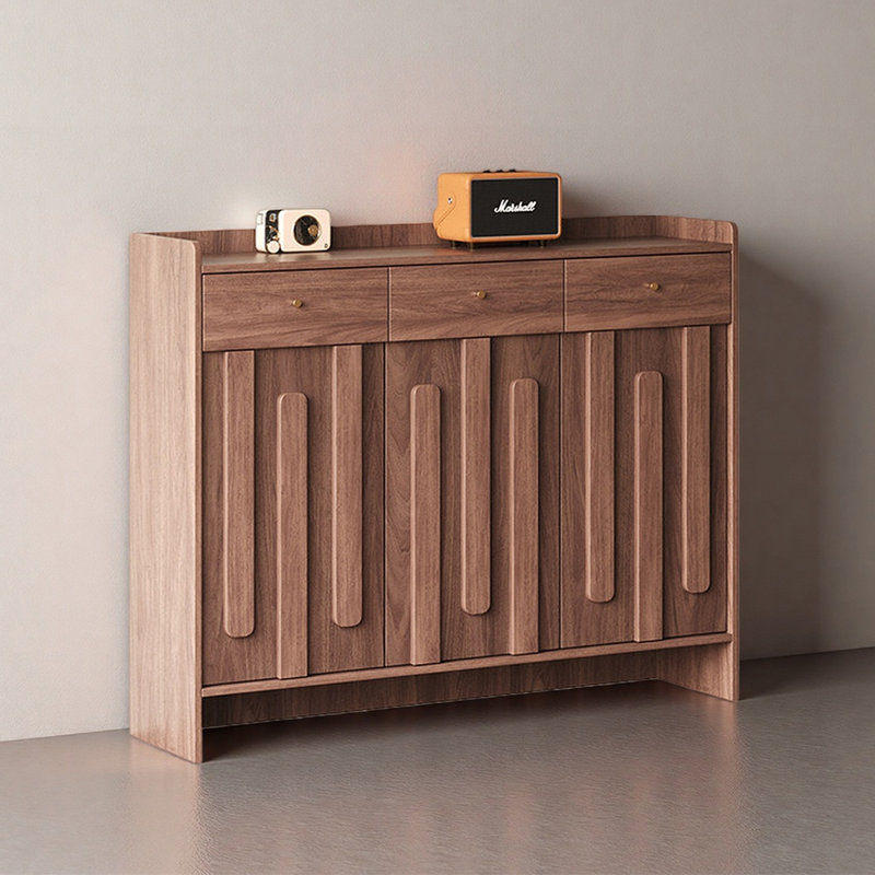Pine Hall Tree Shoe Storage Cabinet, 43.31" H x 55.12" W x 13.78" D, Dark Brown Wood