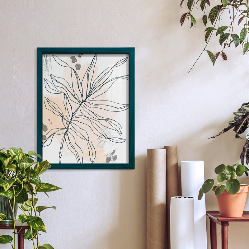 Palm, croquis I encadré sur papier, H 15 po x l 12 po x P 1 po, Bleu