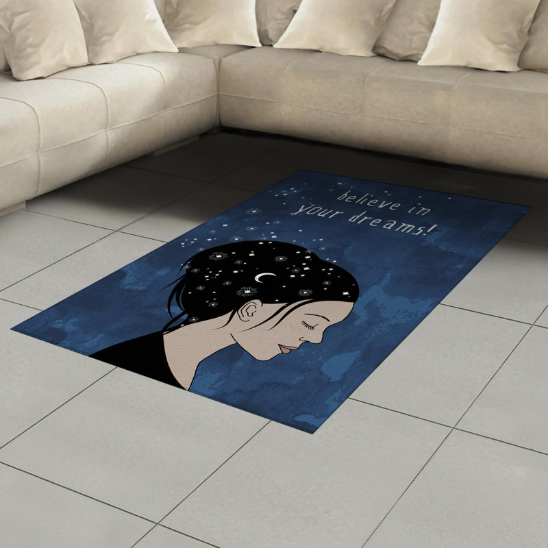 Wording High Density Long Fiber Poly Threads Decorative Area Rug Carpet, Rectangle 4' x 5'8"