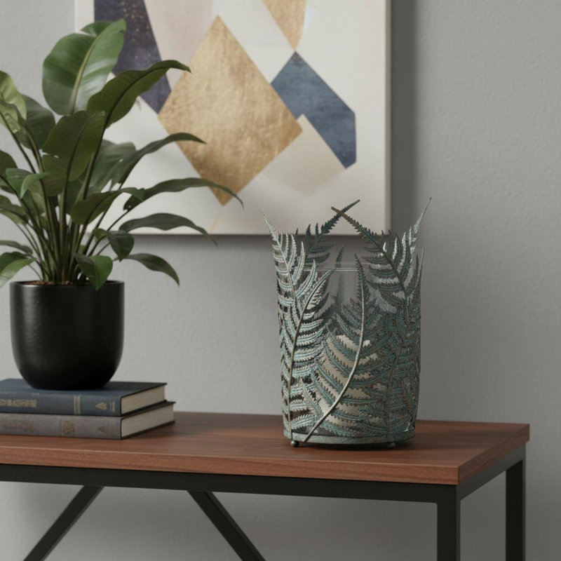 Porte-bougie 11 pouces vert et doré