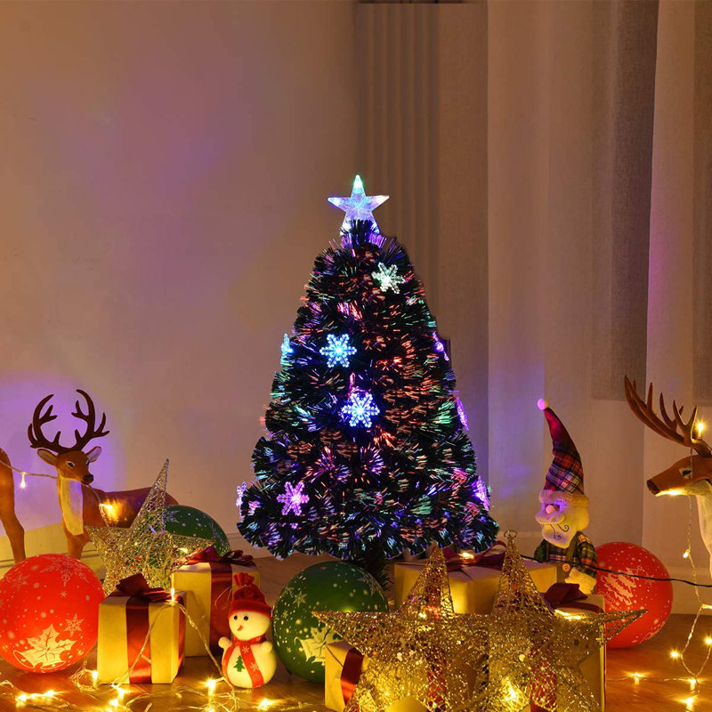 Lighted Artificial Pine Christmas Tree, 90cm H x 51cm W x 51cm D