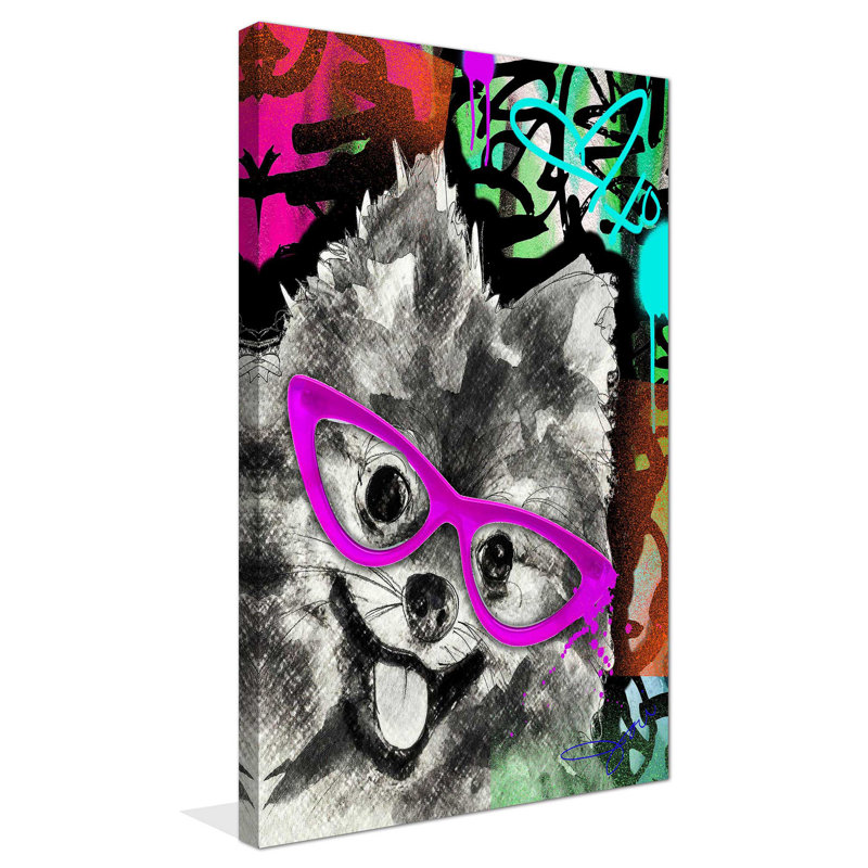 Pomeranian (Vertical) par By Jodi - impression, Toile tendue, H 30 po x l 18 po x P 1 po