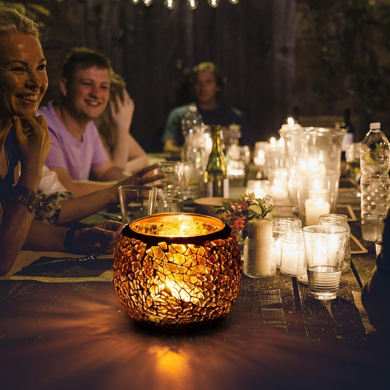 Porte-bougie en verre Amber
