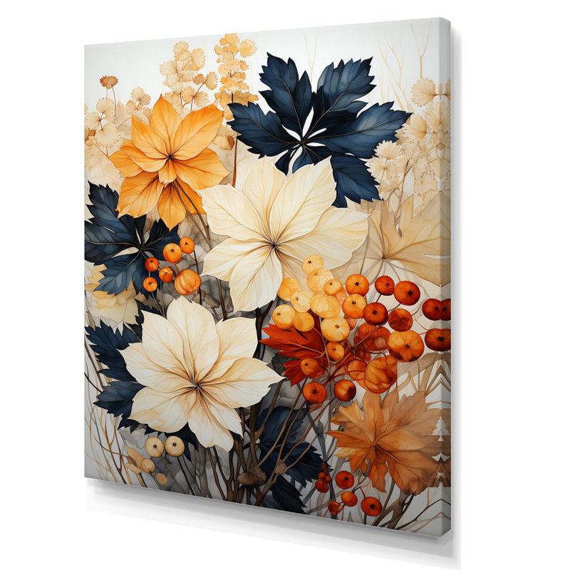 Feuilles d'automne, palette en sourdine III - impression, H 32 po x l 16 po x P 1 po, Toile tendue