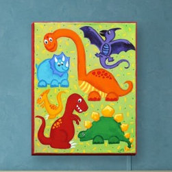 Reproduction d’art sur toile tendue, "dinosaure débrouillée" par njoy art