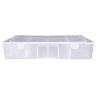 Clear Craft and Sewing Supplies Bin with Detachable Tray and Top Lid Flap,  Arts & Crafts Container Organizer Box