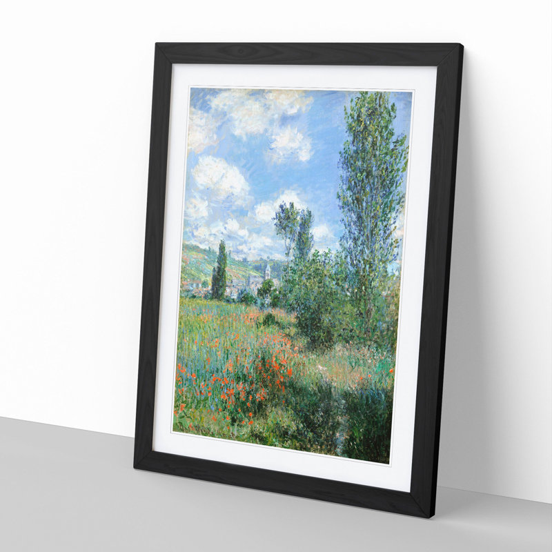 View of Vetheuil Vol.2 by Claude Monet - Framed Print, Black, 65cm H x 48cm W x 2cm D