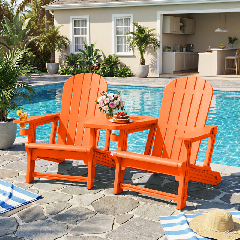 2-Person Outdoor Adirondack Chair, Orange