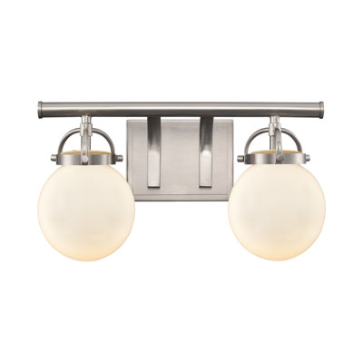 Kemble - 2 Light - 16 inch - Satin Nickel - Cased Matte White Glass - Bath Vanity Light